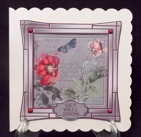 Poppies in an Art Deco Frame 5in x 5in Decoupage by Suzi Cooper