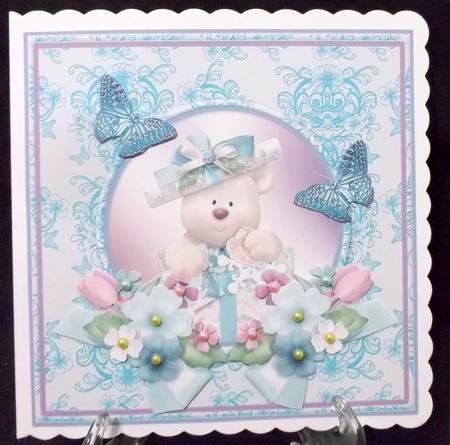 Cute Bear with Floral Decoupage Topper by Suzi Cooper