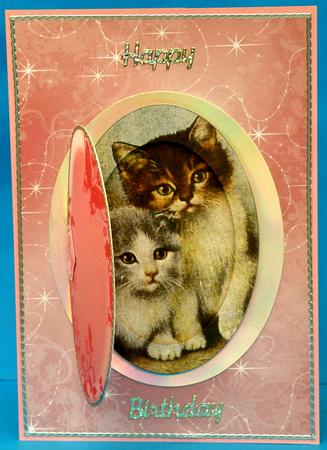 Cats R Us Pink Locket Card Topper by Suzi Cooper