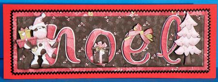 Mooey Christmas Noel Large Dl Card with Decoupage by Suzi Cooper