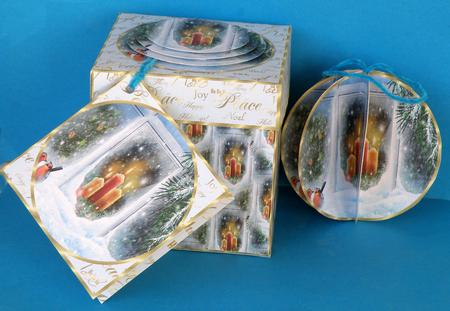 Christmas Candles Window Scene 3D Bauble & Gift Box Kit by Suzi Cooper