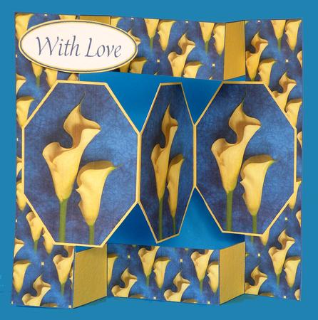 Beautiful Yellow Calla Lily 3 Panel Pop Up Card by Suzi Cooper