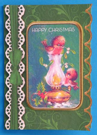 Cheeky Robin Duo A5 Lace Scallop Card by Suzi Cooper