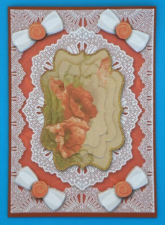 Poppies A5 Lace Bracket Card Front Step by Step by Suzi Cooper