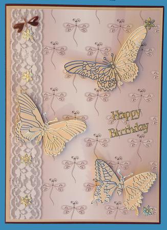 Dragonflies 'n Lace Background/card Front in Rose by Suzi Cooper