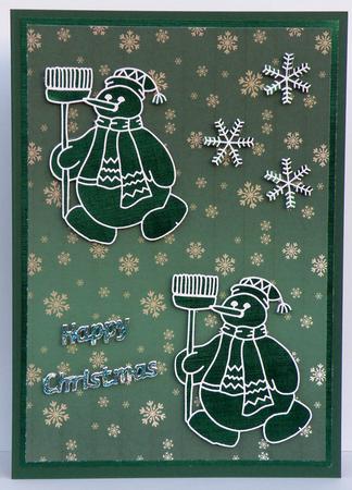 Golden Snowflakes Christmas Background (green) by Suzi Cooper