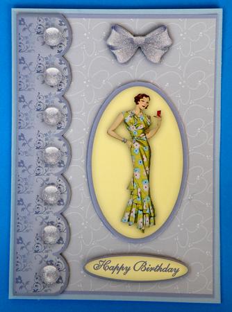 Glamour Girl in Blue A4 Card Front by Suzi Cooper