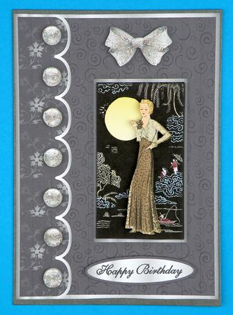 Glamour Girl in the Orient Decoupage Card Front by Suzi Cooper