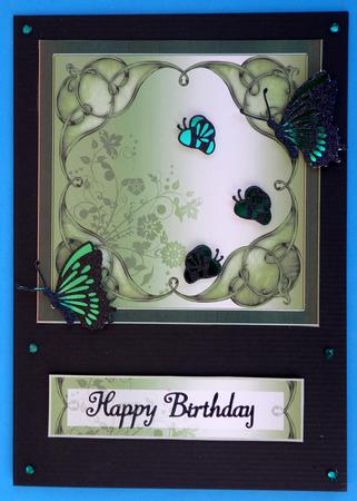 8" Art Nouveau Card Front with Text Plate (moss) by Suzi Cooper