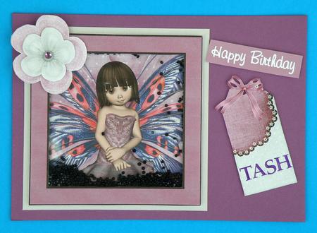 Plum Fairy Shaker Card by Suzi Cooper