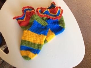 Crochet. Harlequin Slipper Socks by SYLVIA Chapman