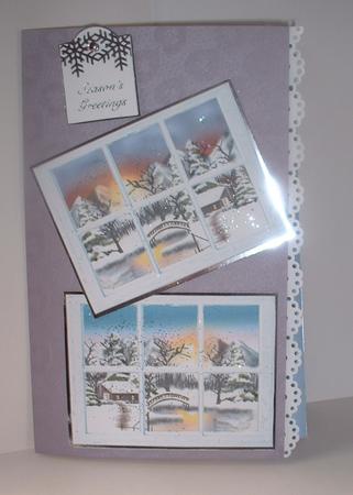Snow Scenes with Cottages and Bridge Toppers by SYLVIA Chapman