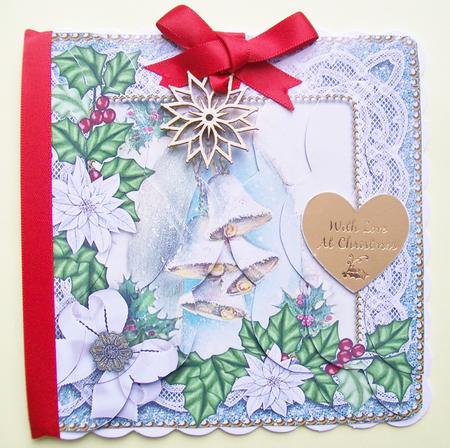 Snow Bells Poinsettia 5in Scalloped Side Stacker by SYLVIA Chapman