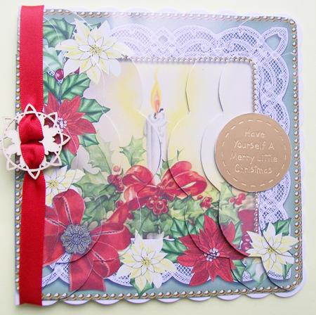 Single Candle Red Poinsettia 5in Scalloped Side Stacker by SYLVIA Chapman