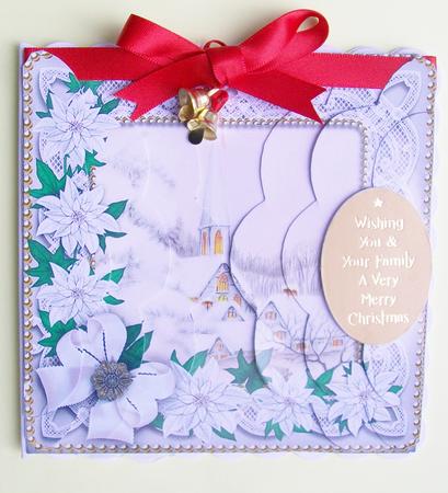 Ice Church Poinsettia 5in Scalloped Side Stacker by SYLVIA Chapman