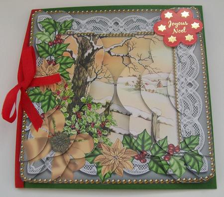 Winters Tale Poinsettia 5in Scalloped Side Stacker by SYLVIA Chapman