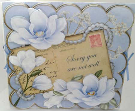 Blue Magnolia Not Well 8in Extreme Decoupage Kit by SYLVIA Chapman