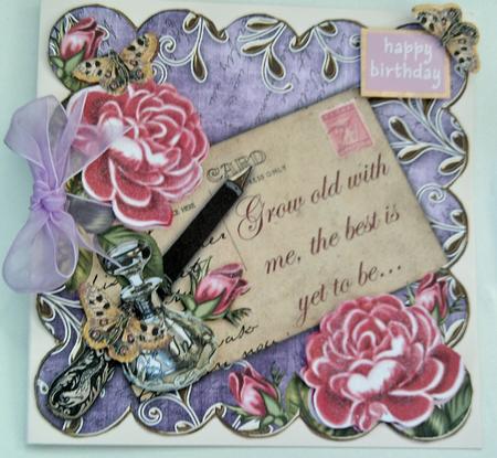 Bpink Roses Lil Grow Old with Me -  8in Scallop Step by Step by SYLVIA Chapman
