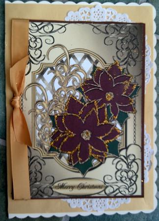 Poinsettias & Swirls A4 Card Front 1 by SYLVIA Chapman