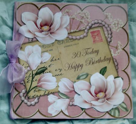 Pink Magnolia 30 Today 8in Decoupage Topper by SYLVIA Chapman