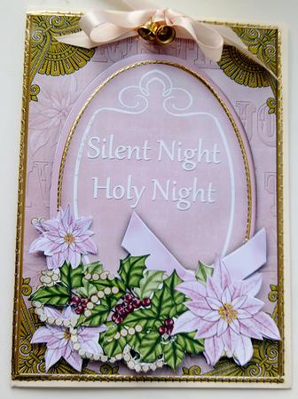Pastel Pink Poinsettia Silent Night Oval 7x5in Topper by SYLVIA Chapman