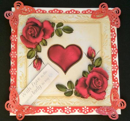 Red Roses & Heart Square Topper + Decoupage by SYLVIA Chapman