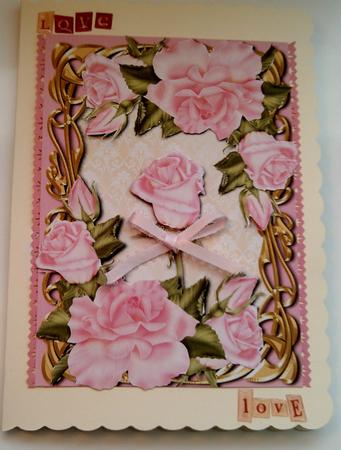 Art Nouveau Pink Roses + Decoupage by SYLVIA Chapman