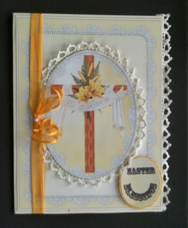 He is Risen Easter Cross Pyramid Yellow by SYLVIA Chapman