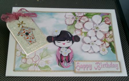 Kokeshi with Daisies by SYLVIA Chapman