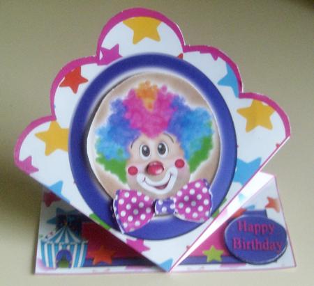 Happy Birthday -clown Scalloped Top Spring Card 2 by SYLVIA Chapman