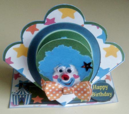 Happy Birthday Clown- Scalloped Top Spring Card by SYLVIA Chapman