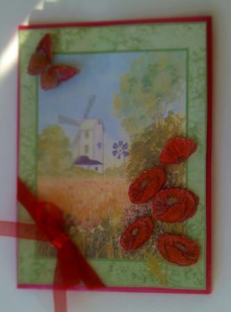 Windmill and Poppies Decoupage Sheet by SYLVIA Chapman