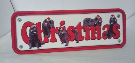 Newfoundland & Hats ,black,christmas Sign 3D Decoupage by Sylvia Sprot