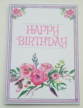 Pink Floral Happy Birthday Card by Sylvia Sprot