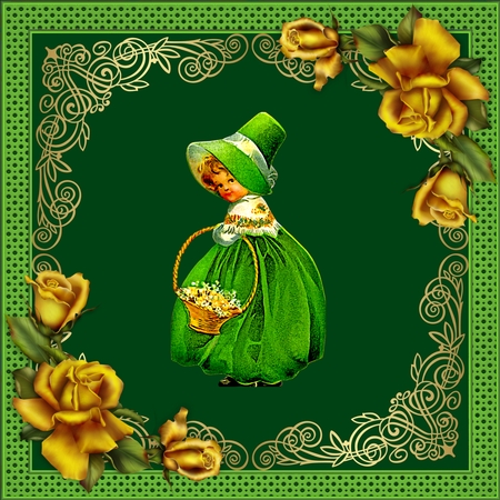 8x8 Corner Foiled Backgrounds Green shades  by Taina Kankare