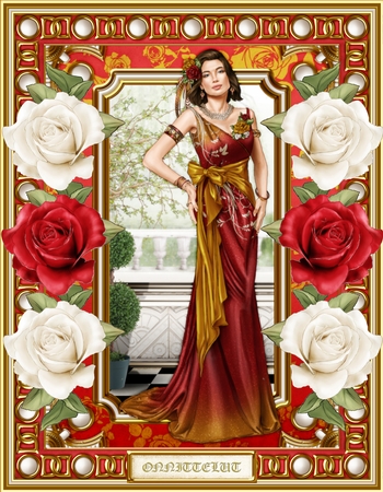 Art Deco Lady Cathy 4 Sheet mini Kit Red by Taina Kankare