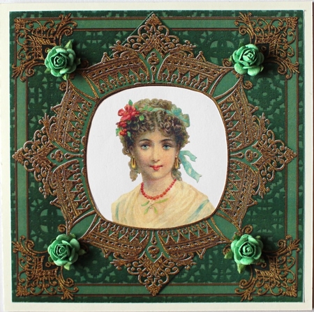 Vintage Green Ornate Frame Quad Scrapbook Q Page by Taina Kankare