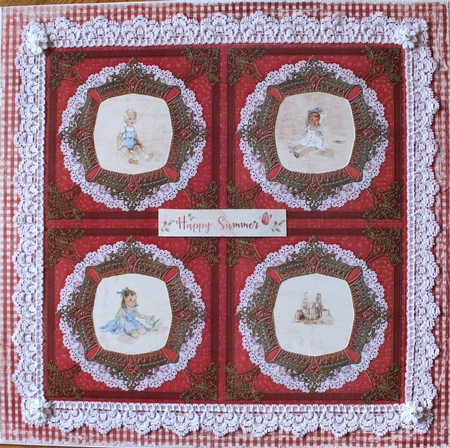 Red Ornate Quad Lace Frame Scrapbook Quick Page by Taina Kankare