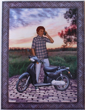 Moped Decoupage by Taina Kankare