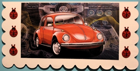 Happy Birthday Dad Volkswagen Beetle Classic Car Red by Taina Kankare