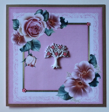 Beautiful Roses on Gold and Lace  by Taina Kankare