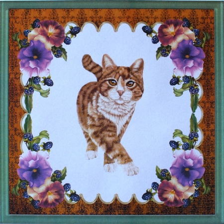  8x8 Gold trim scalloped backing mat  by Taina Kankare
