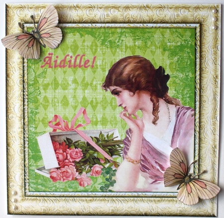 Spring Distressed Damask Square Digital Background by Taina Kankare
