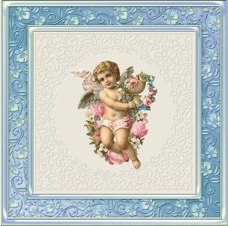 Macaroon Embossed Swirl Frame Inlay Background by Taina Kankare
