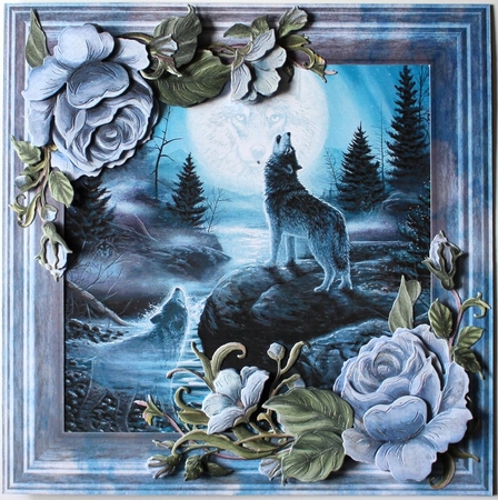 Fantasy Wolves 8x8 Quick Card by Taina Kankare