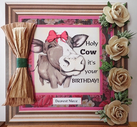 Holy Cow Decoupage Birthday Card Front by Taina Kankare