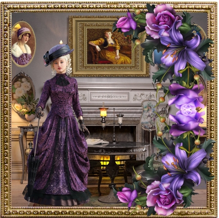 Victorian Blue Backgrounds by Taina Kankare