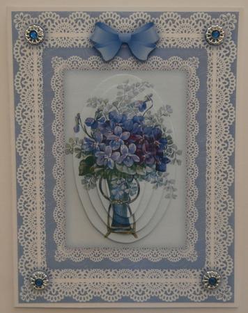 Violets 'n Lace Pyramid Card Front by Taina Kankare