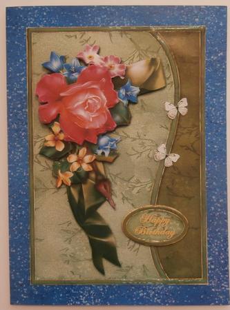 Rose and Ribbon Waved Border Card Front by Taina Kankare