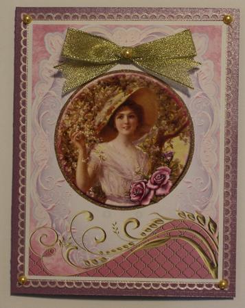 Coasters - 5 Beautiful Vintage Ladies #3-gold Frame by Taina Kankare